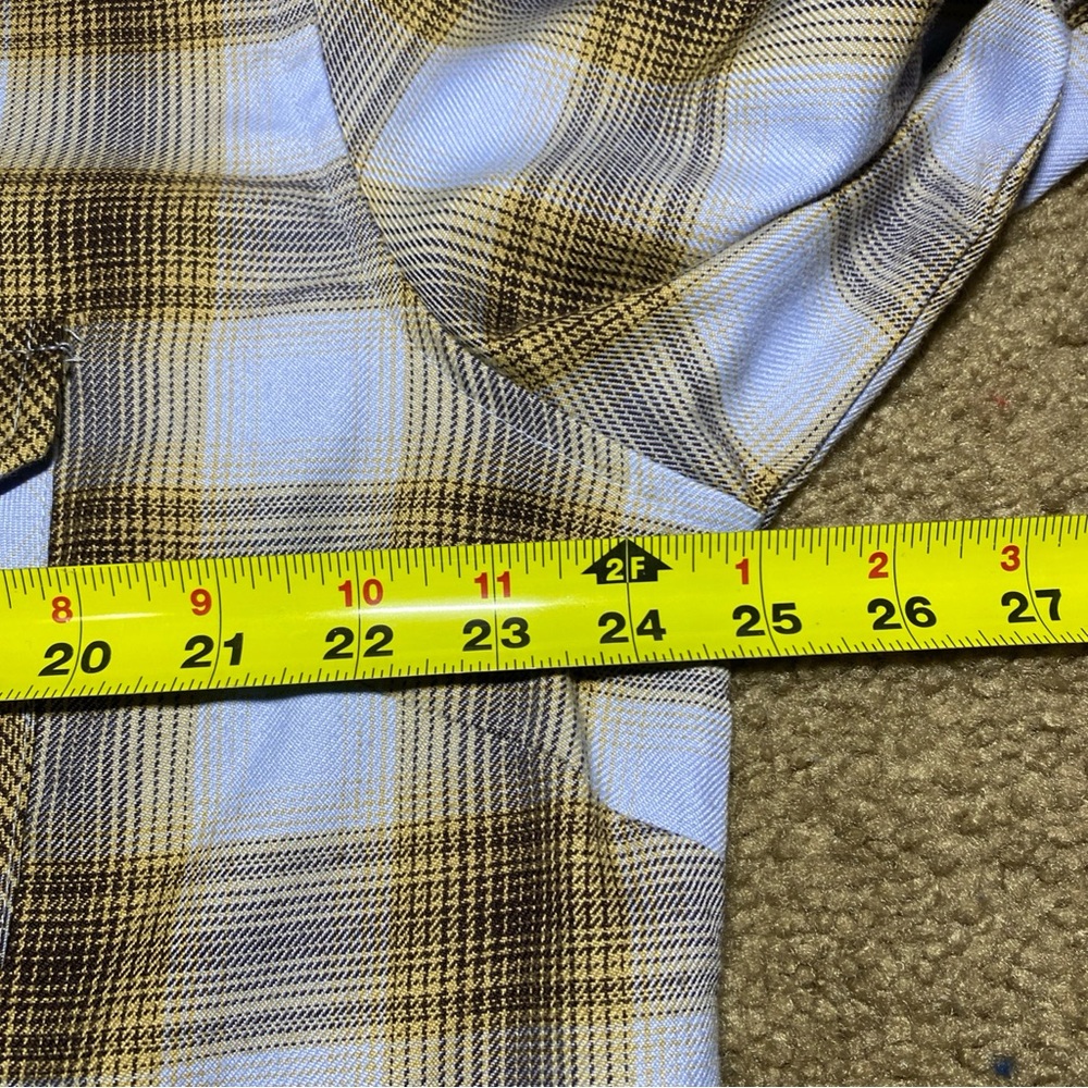 Women's DIXXON yellow and light blue plaid snap-front button-down shirt - Picture 6 of 7